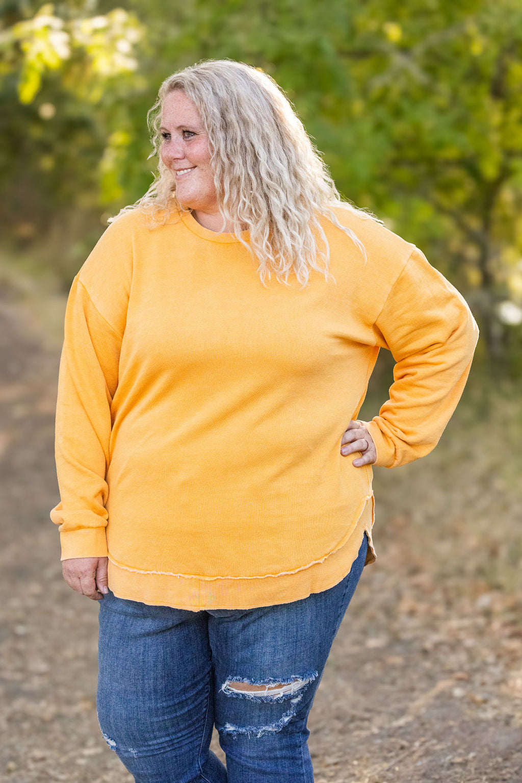 Vintage Wash Pullover - Mustard FINAL SALE