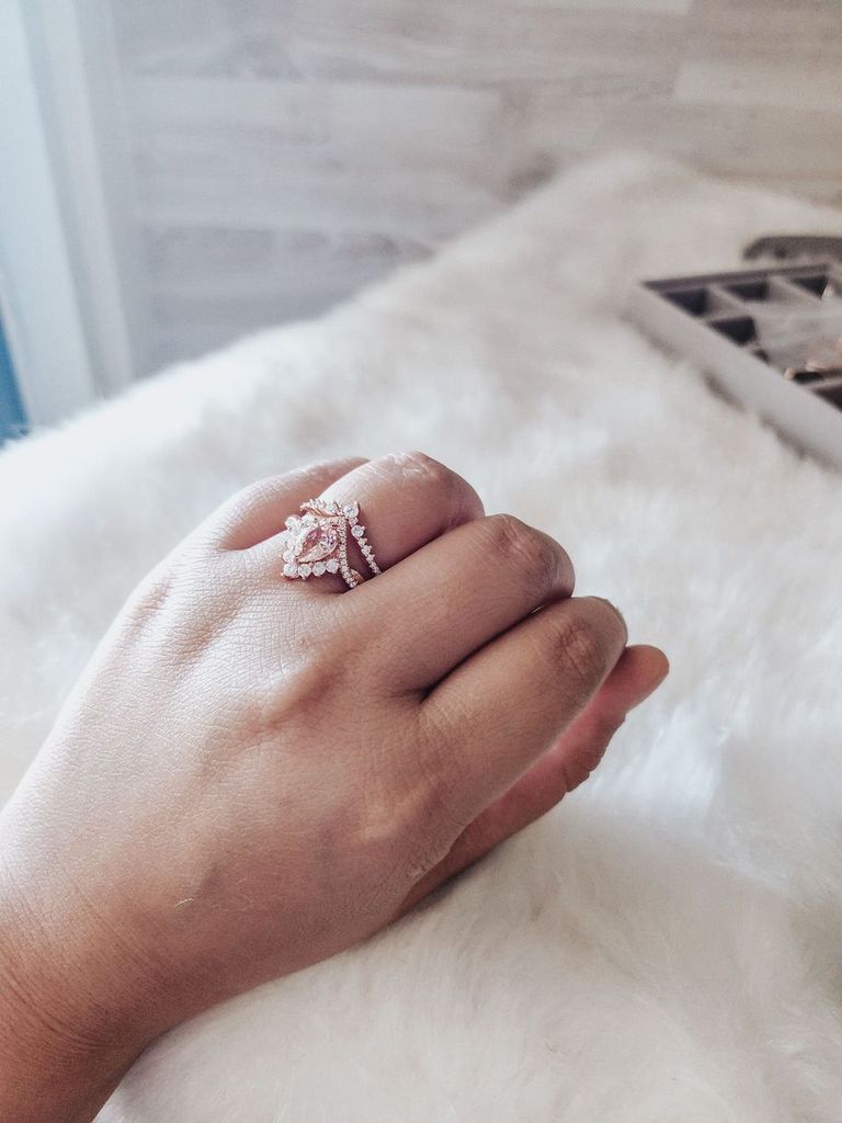 Rayna Morganite Rose Gold Ring Set