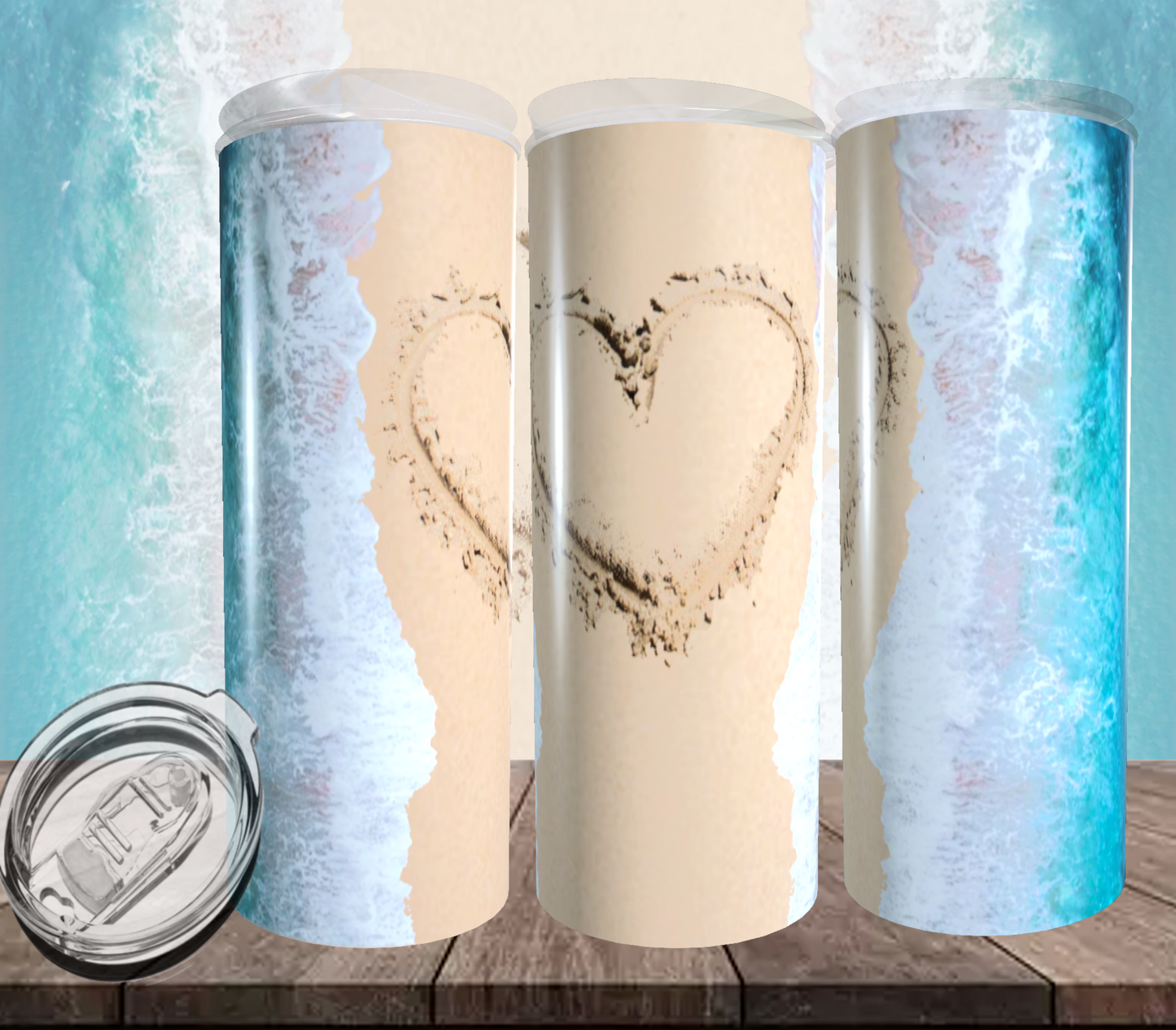 Beach with Heart Tumbler