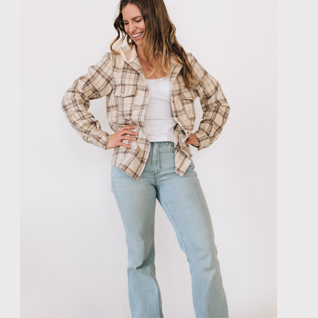 Beige Flannel - Hooded Adult