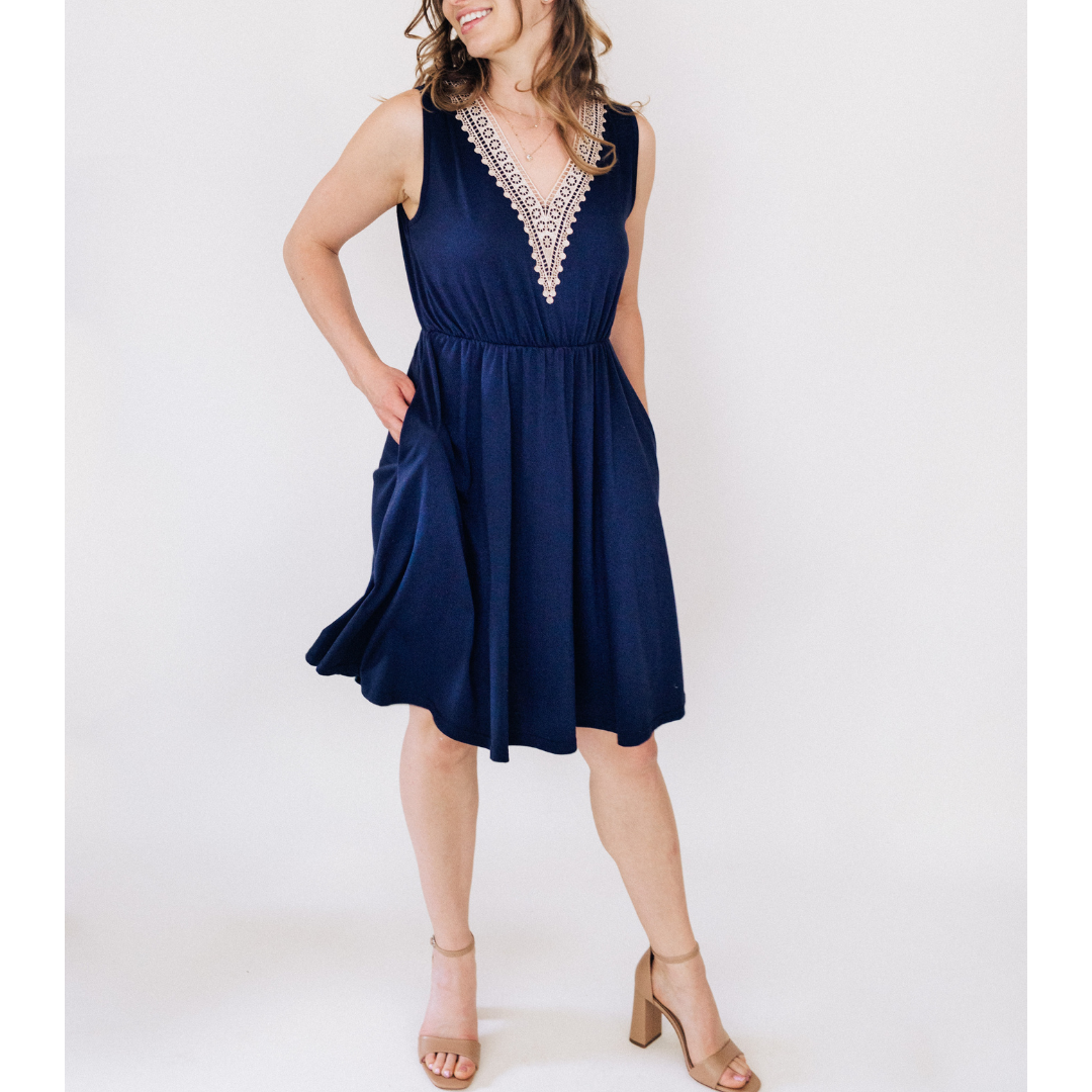 Navy Lace Mommy & Me Dress - Women