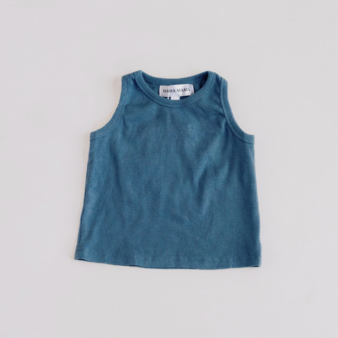 Dusty Blue Ribbed Tank - Boy's