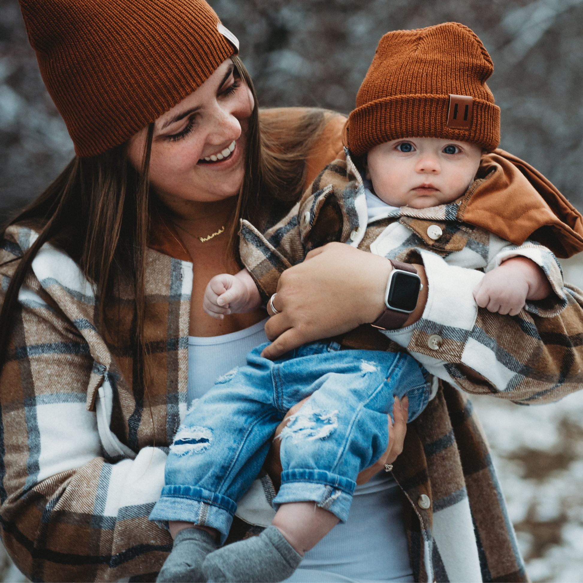 Hooded Brown & Gray Flannel Jacket- Child