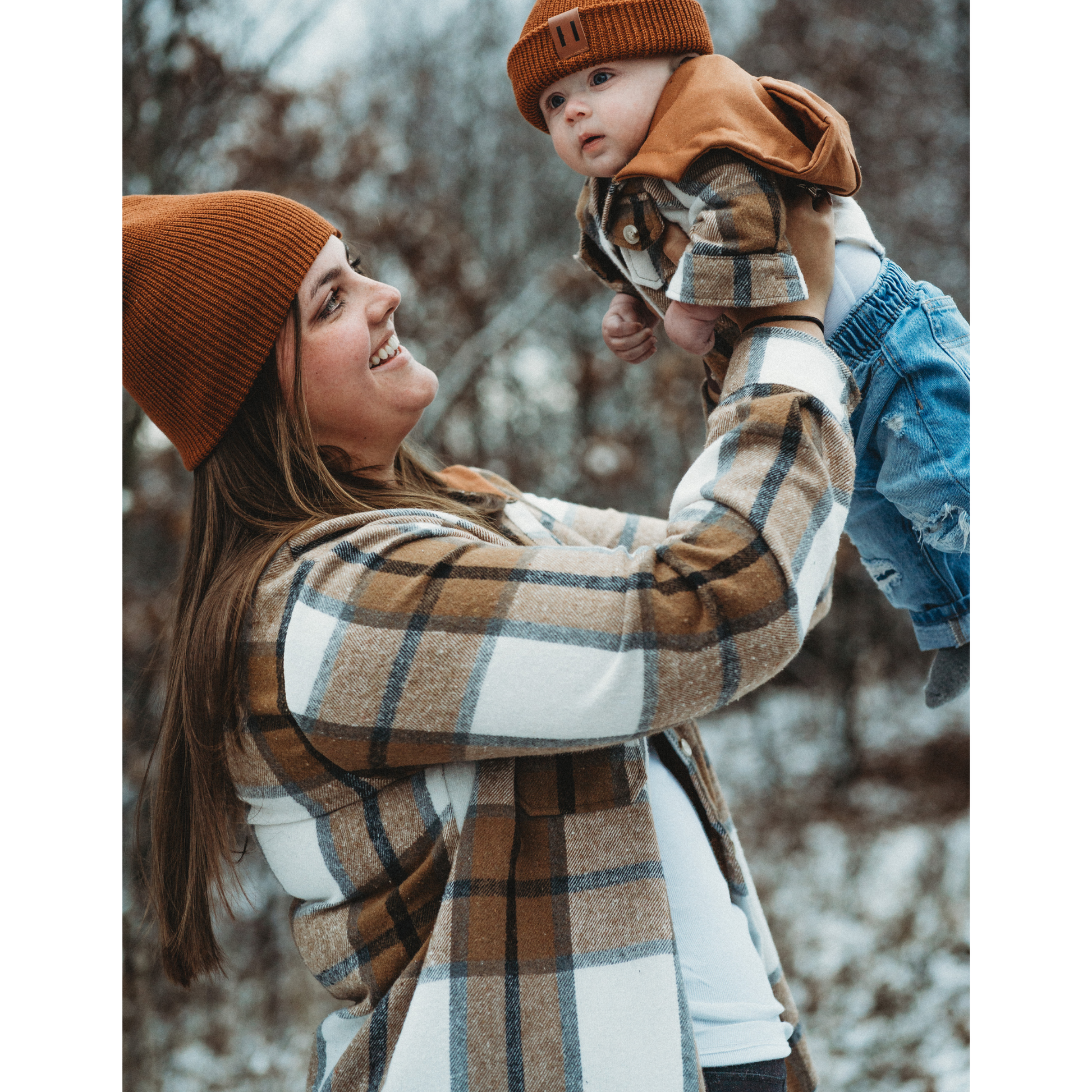 Hooded Brown & Gray Flannel Jacket- Child