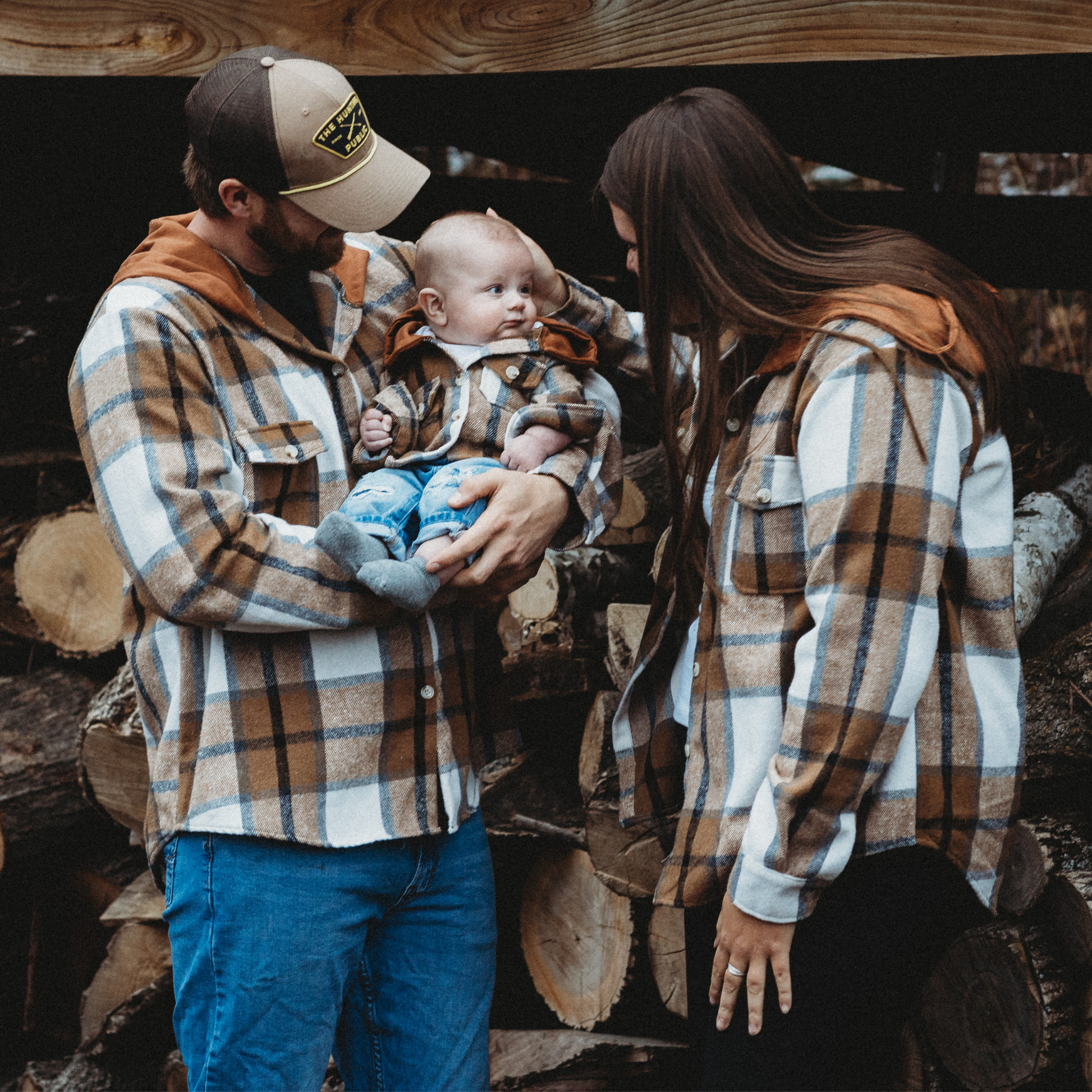 Hooded Brown & Gray Flannel Jacket- Child