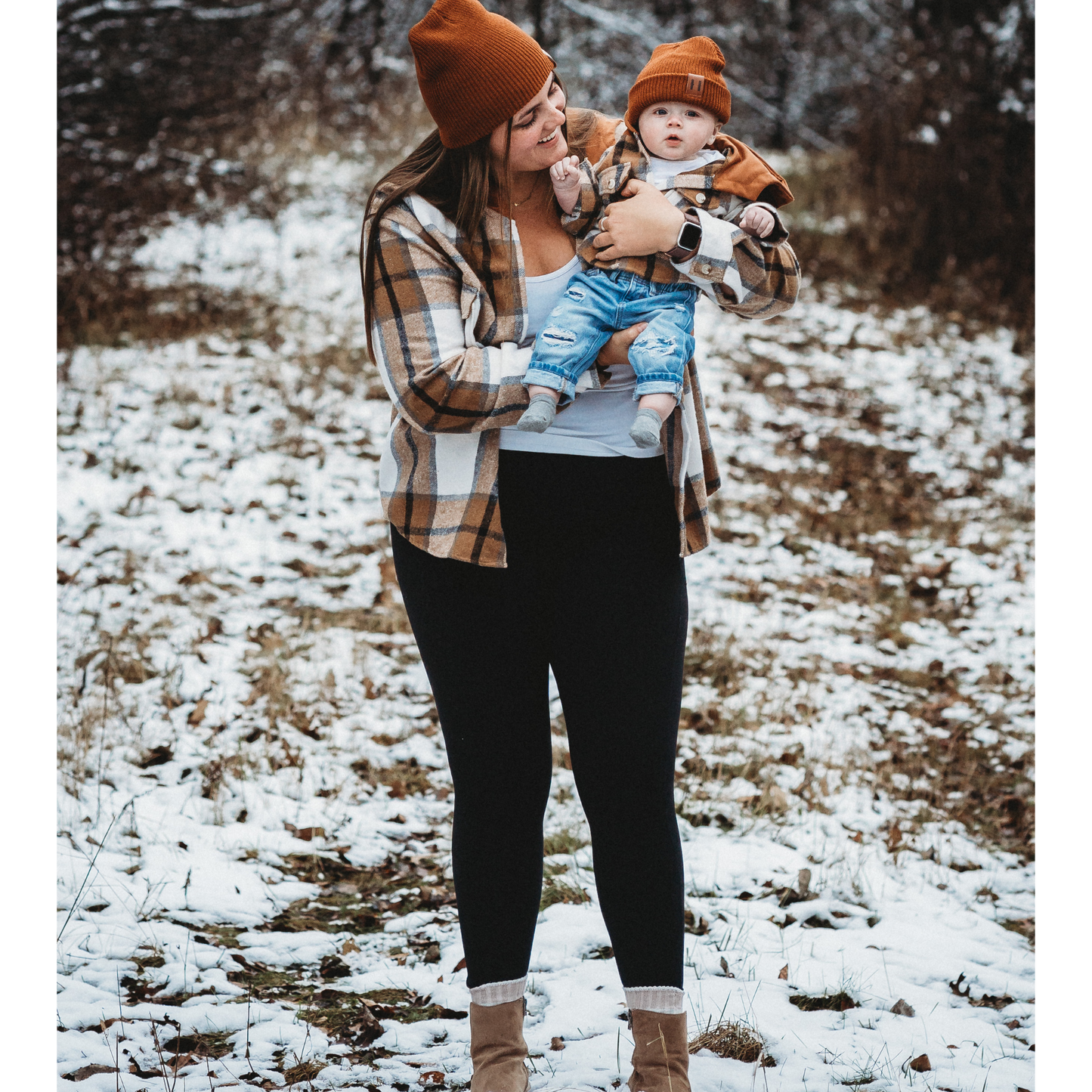 Hooded Brown & Gray Flannel Jacket- Child