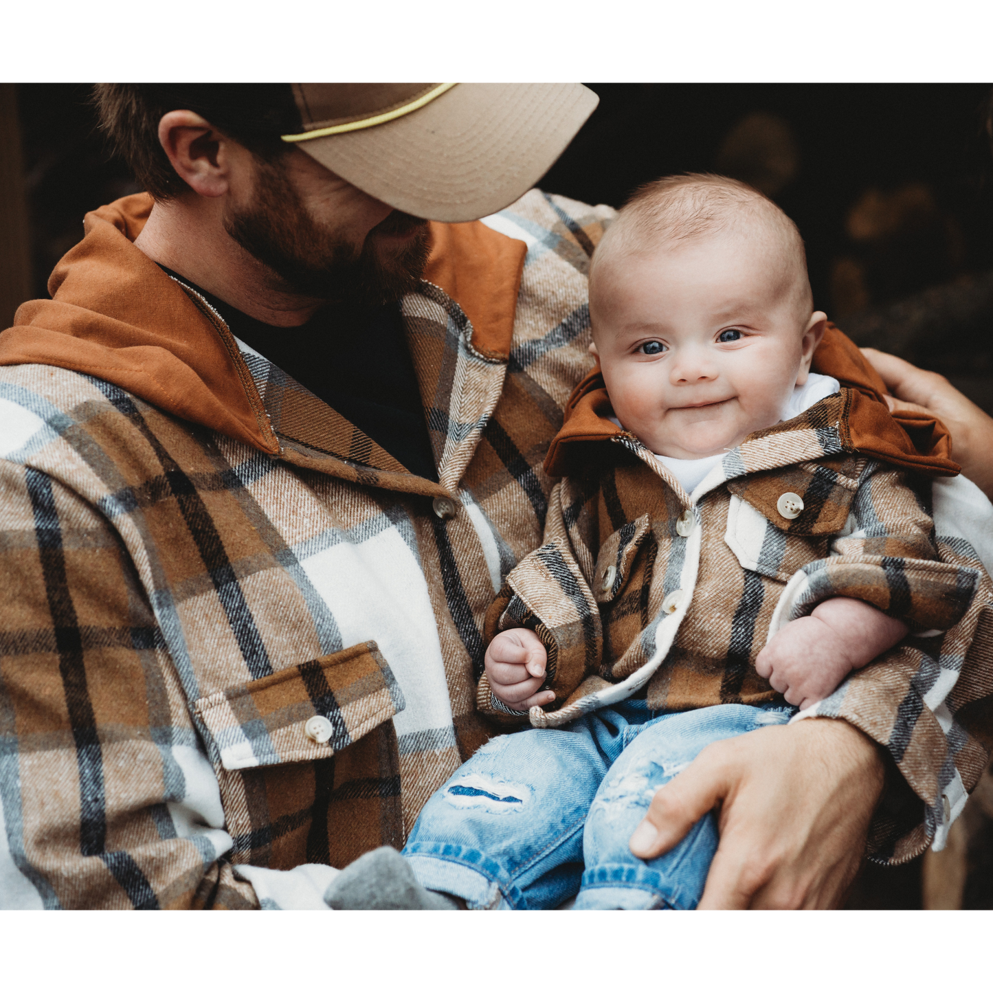 Hooded Brown & Gray Flannel Jacket- Child