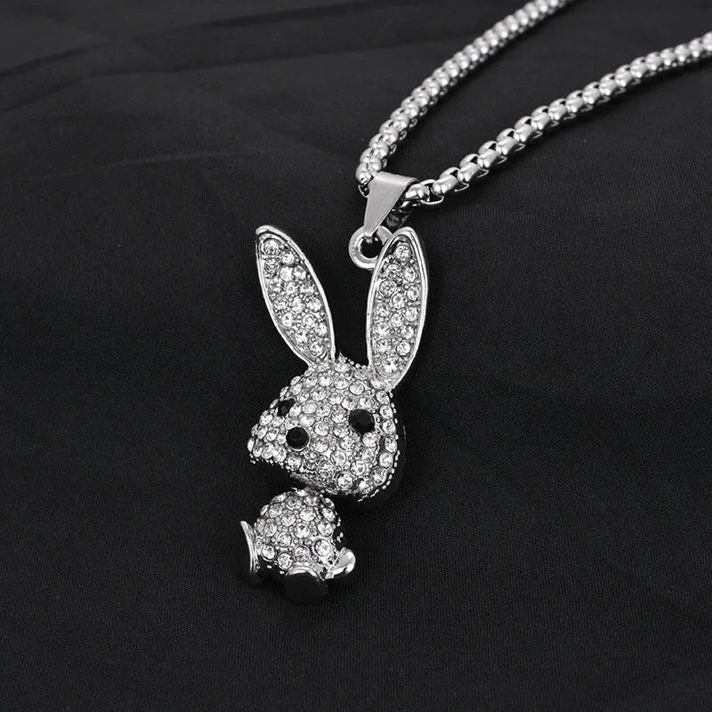 Kawaii Bunny Pendant Rhinestone Necklace