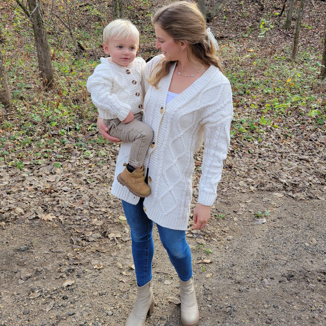 Ivory Cable Knit Cardigan- Women