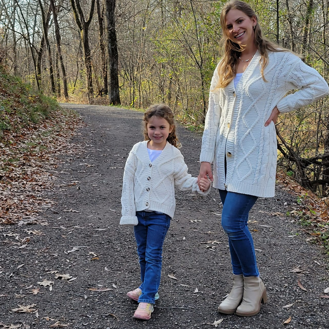 Ivory Cable Knit Cardigan- Women