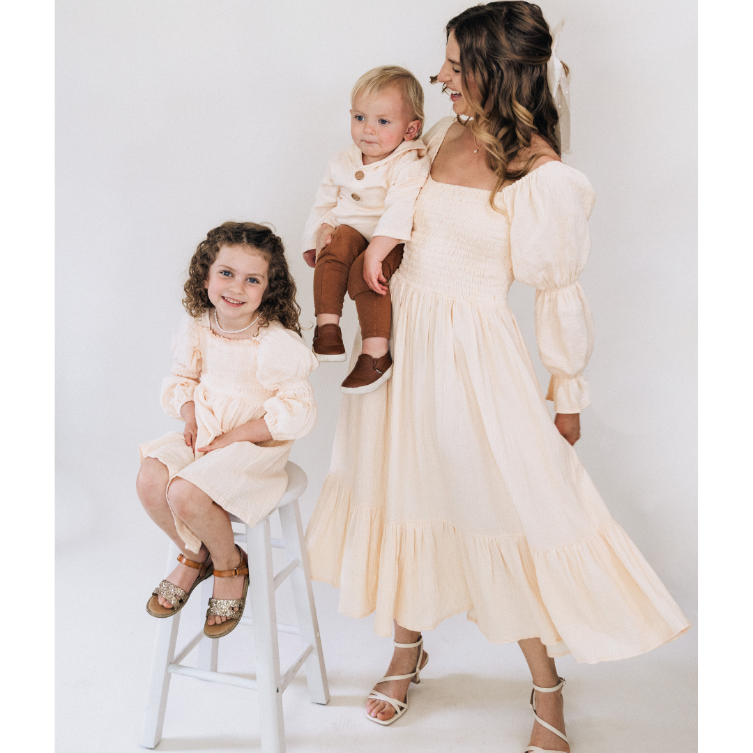 Muslin Puffed Sleeve Mommy & Me Dress - Women