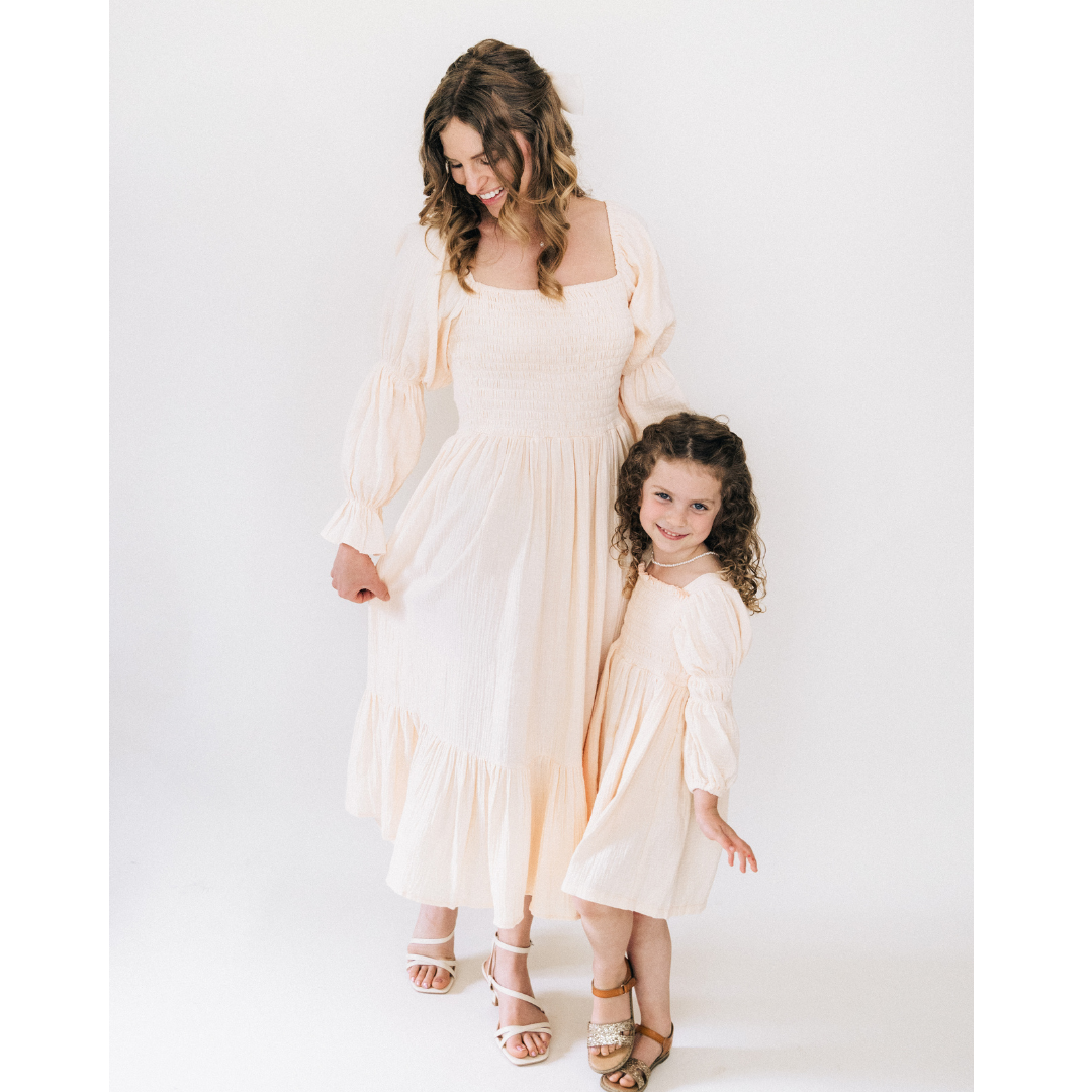 Muslin Puffed Sleeve Mommy & Me Dress - Women