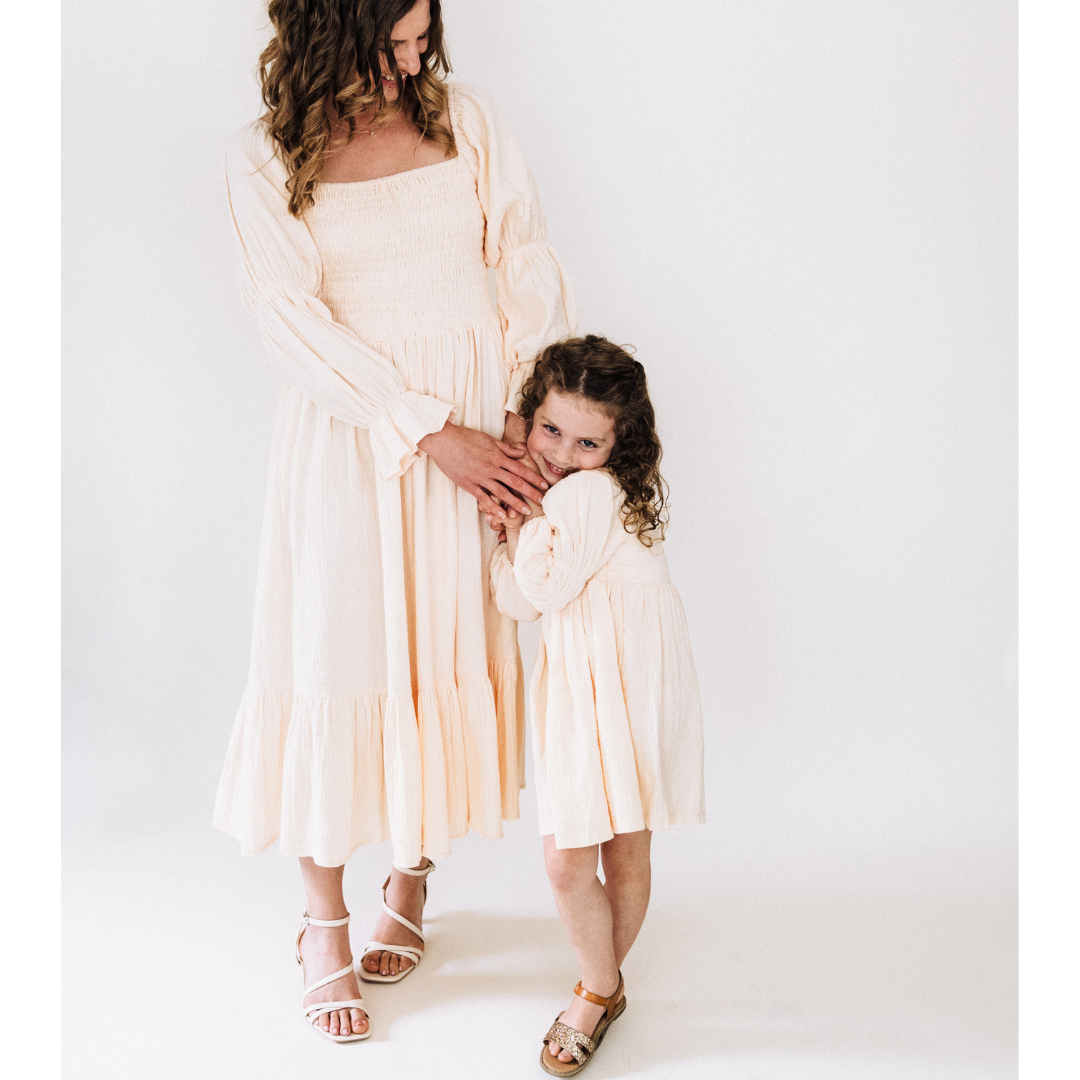 Muslin Puffed Sleeve Mommy & Me Dress - Women