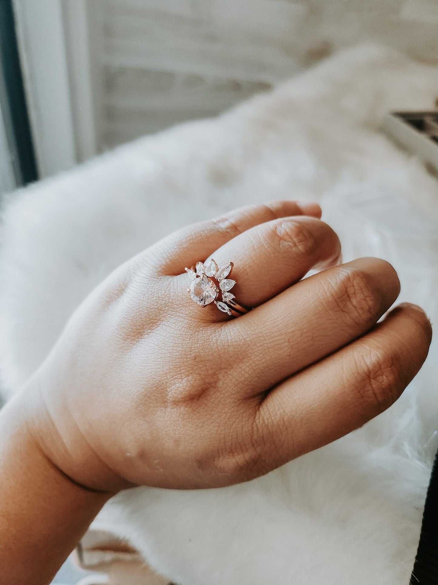 Janet Morganite Rose Gold Ring Set