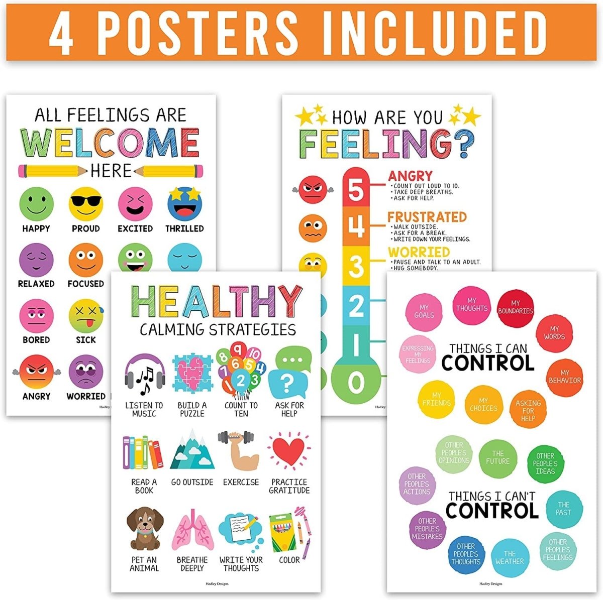 Emotional Intelligence Growth Kit: Colorful 4 Poster Pack