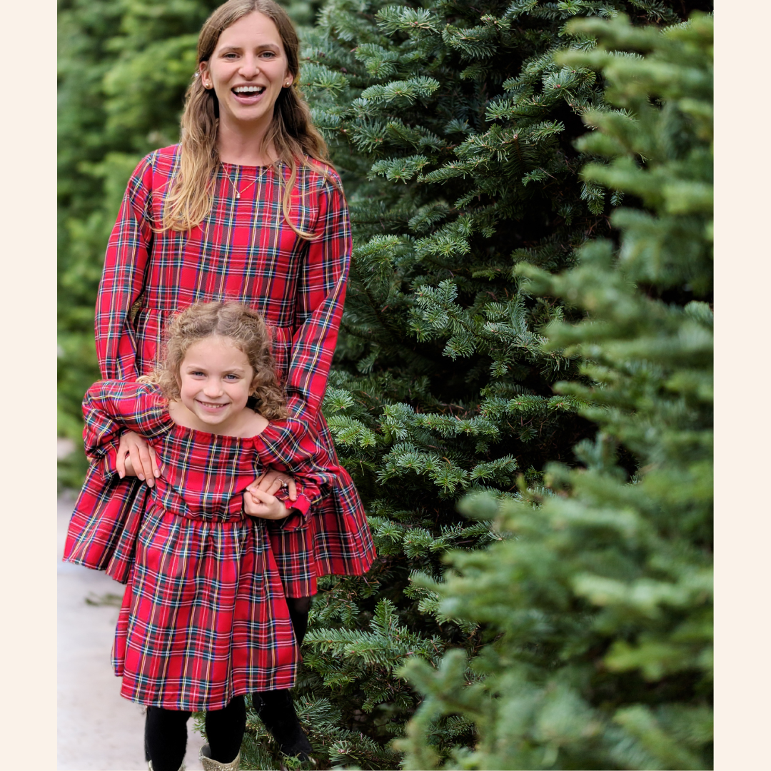 Christmas Red Tartan Plaid Mommy & Me Dress - Girl's