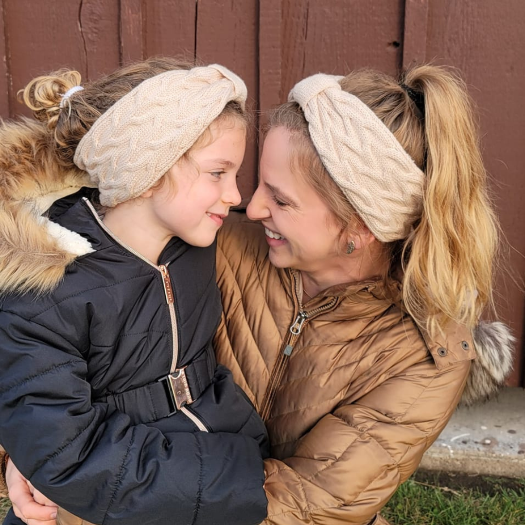 Matching Mommy & Me Ear Warmer Headbands- Beige