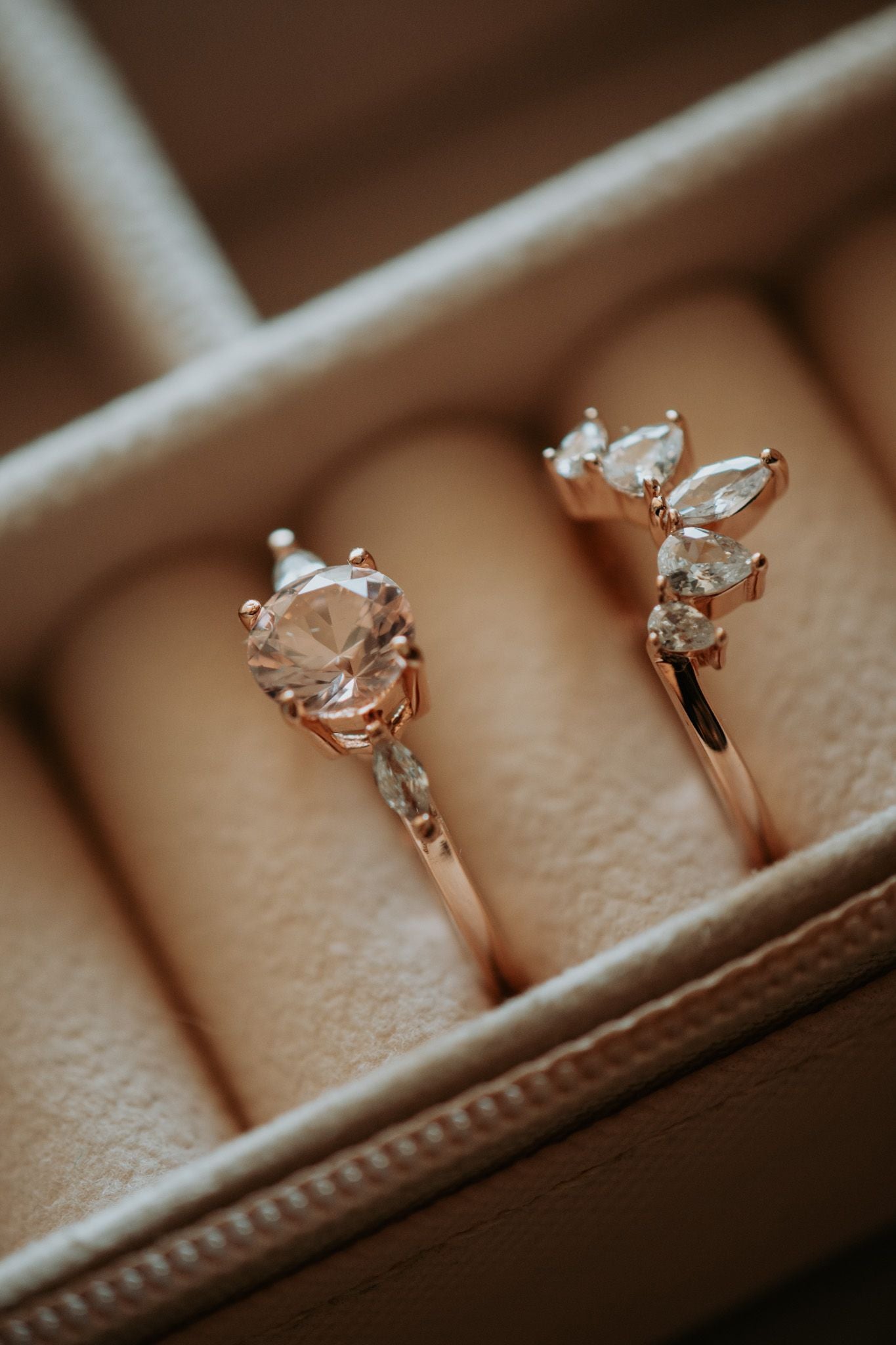 Janet Morganite Rose Gold Ring Set