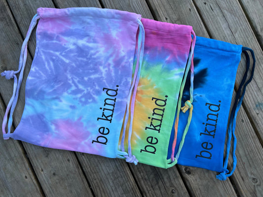 Be Kind Tie dye Sports Drawstring Bag