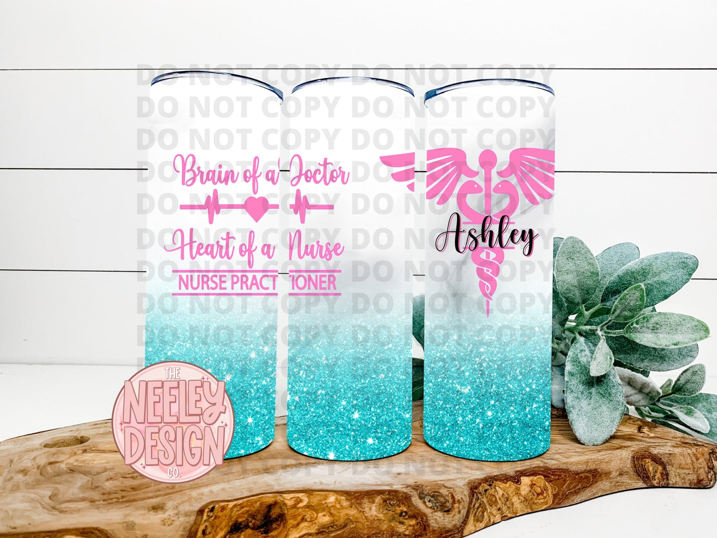 Nurse Practitioner With Blue Glitter Tumbler