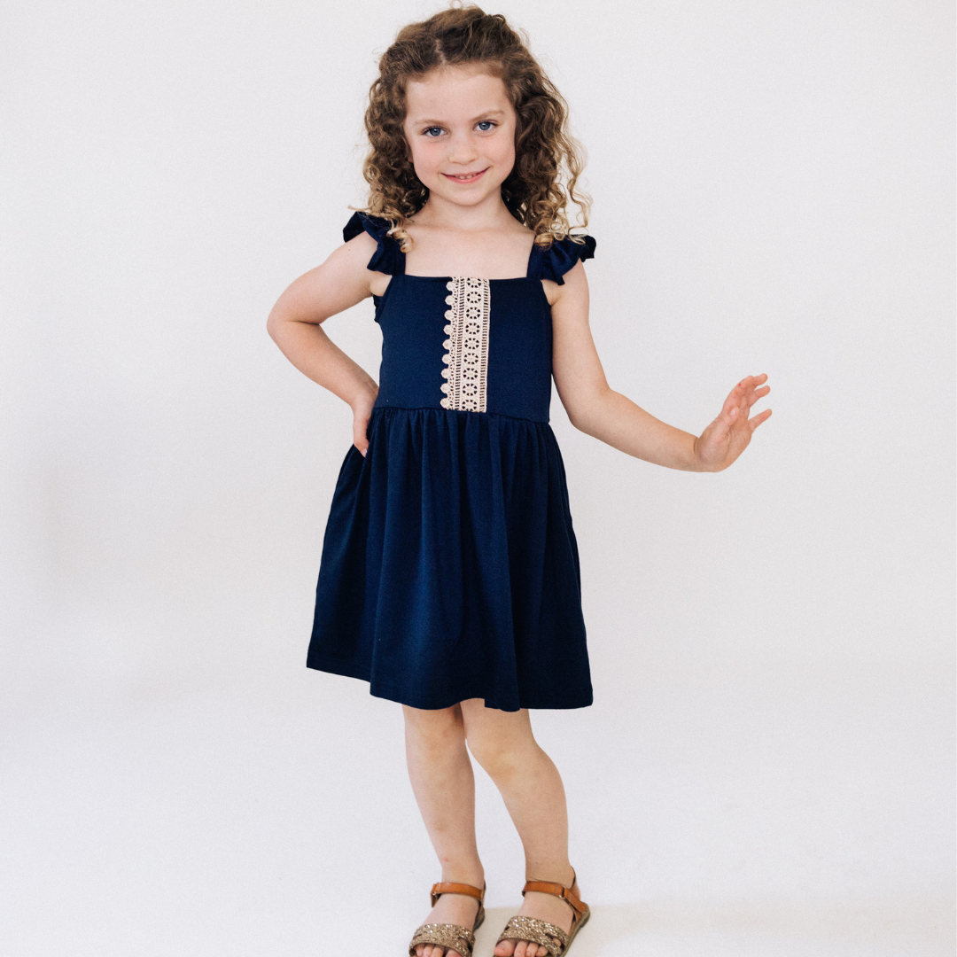 Navy Lace Mommy & Me Dress - Child