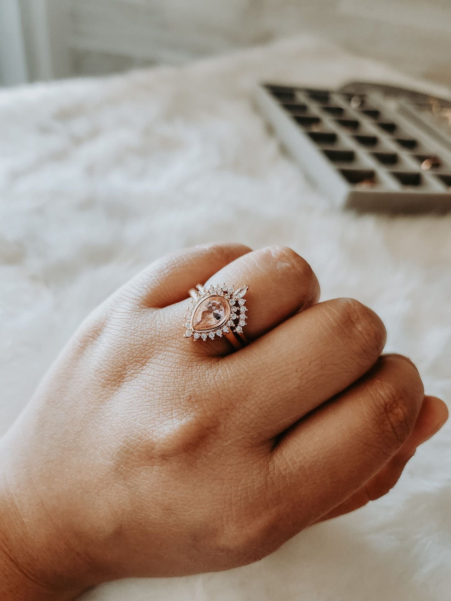 Jordyn Morganite Rose Gold Ring Set