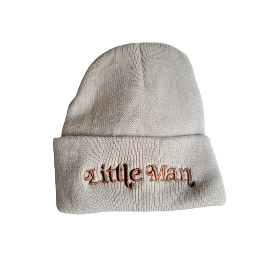 Matching Knit Hats- Little Man- Light Beige