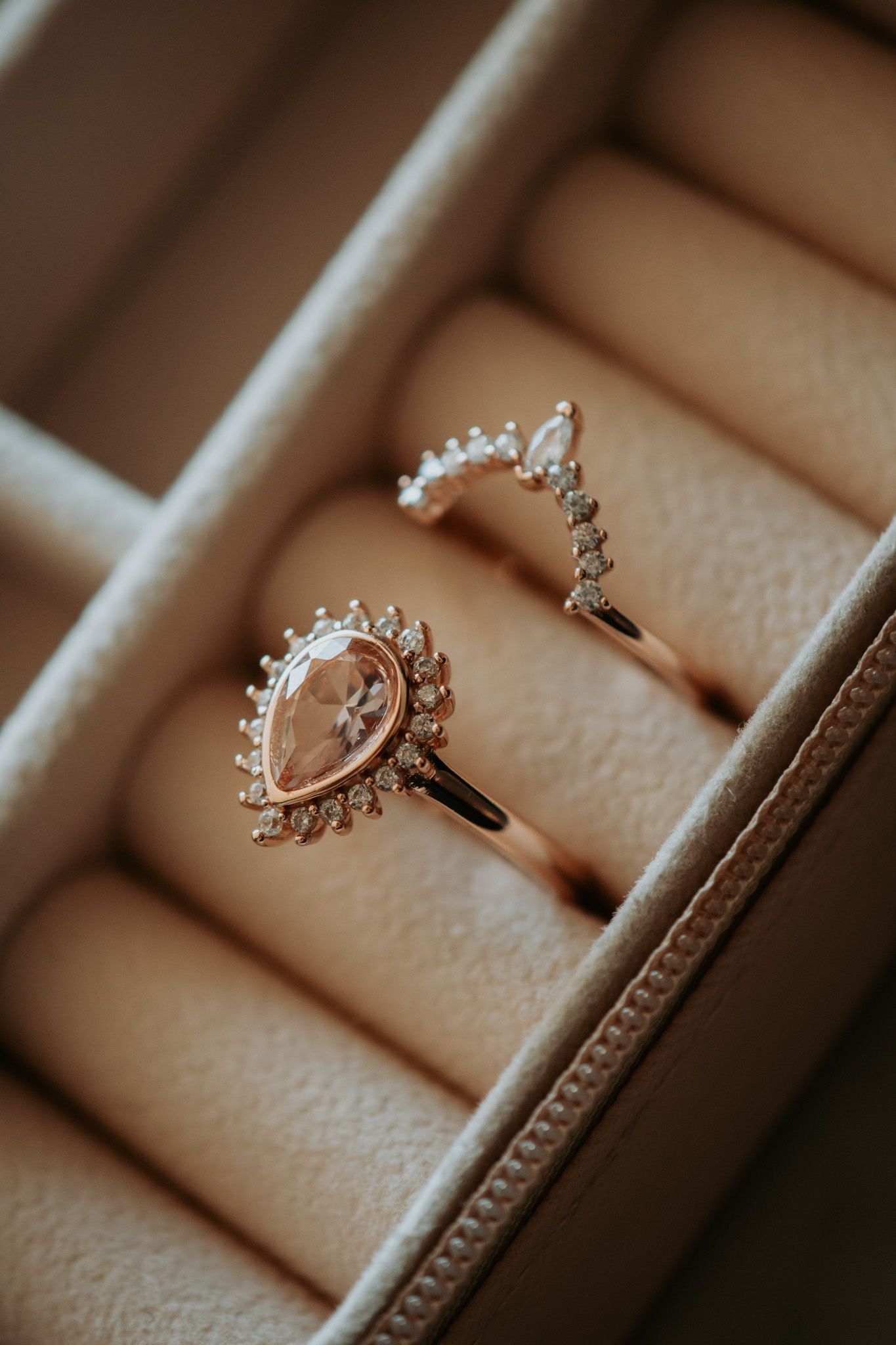 Jordyn Morganite Rose Gold Ring Set