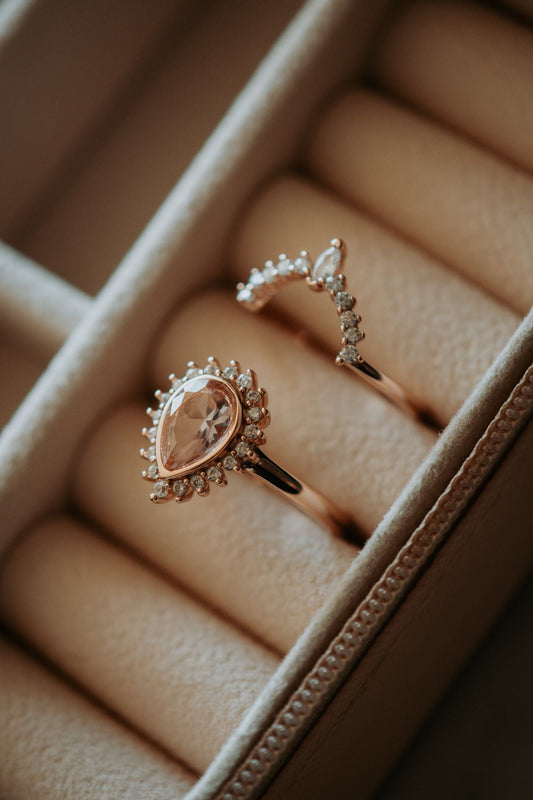 Jordyn Morganite Rose Gold Ring Set