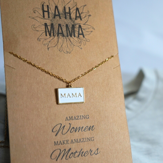 Mama Pendant with White and Gold