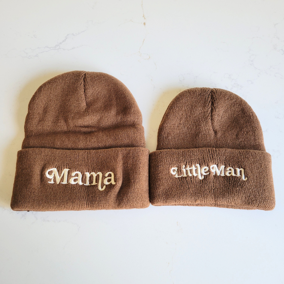 Matching Knit Hats- Little Man- Dark Brown