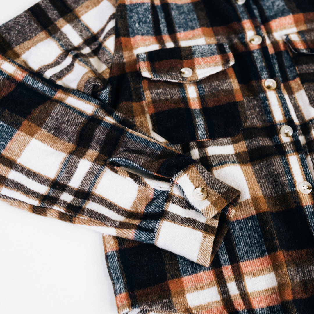 Navy Copper Plaid Flannel - Women's