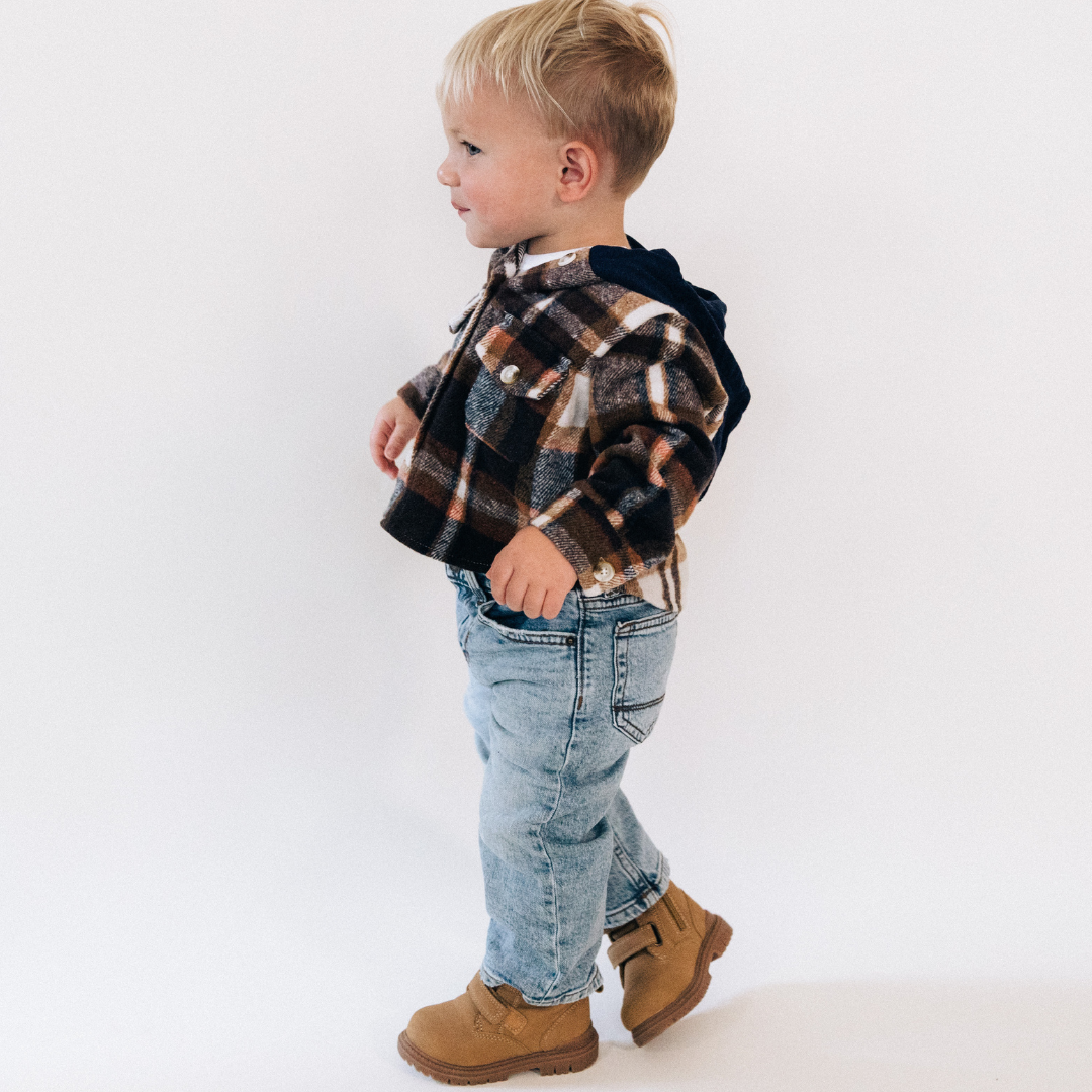 Navy Copper Plaid Flannel - Infant