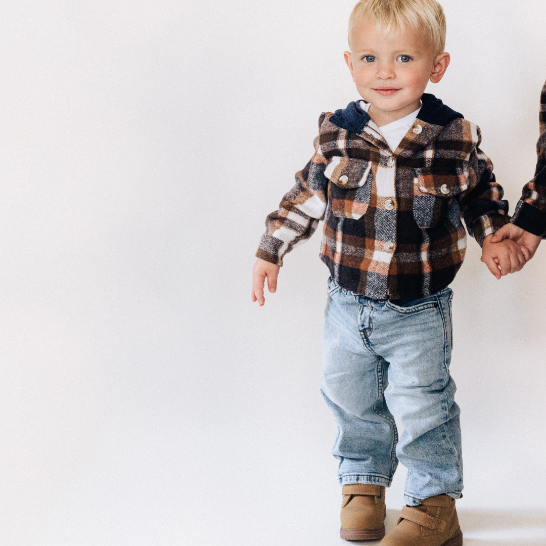 Navy Copper Plaid Flannel - Infant