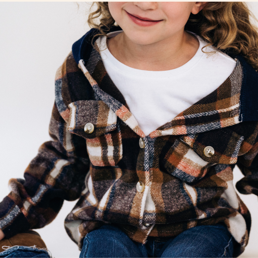 Navy Copper Plaid Flannel - Child