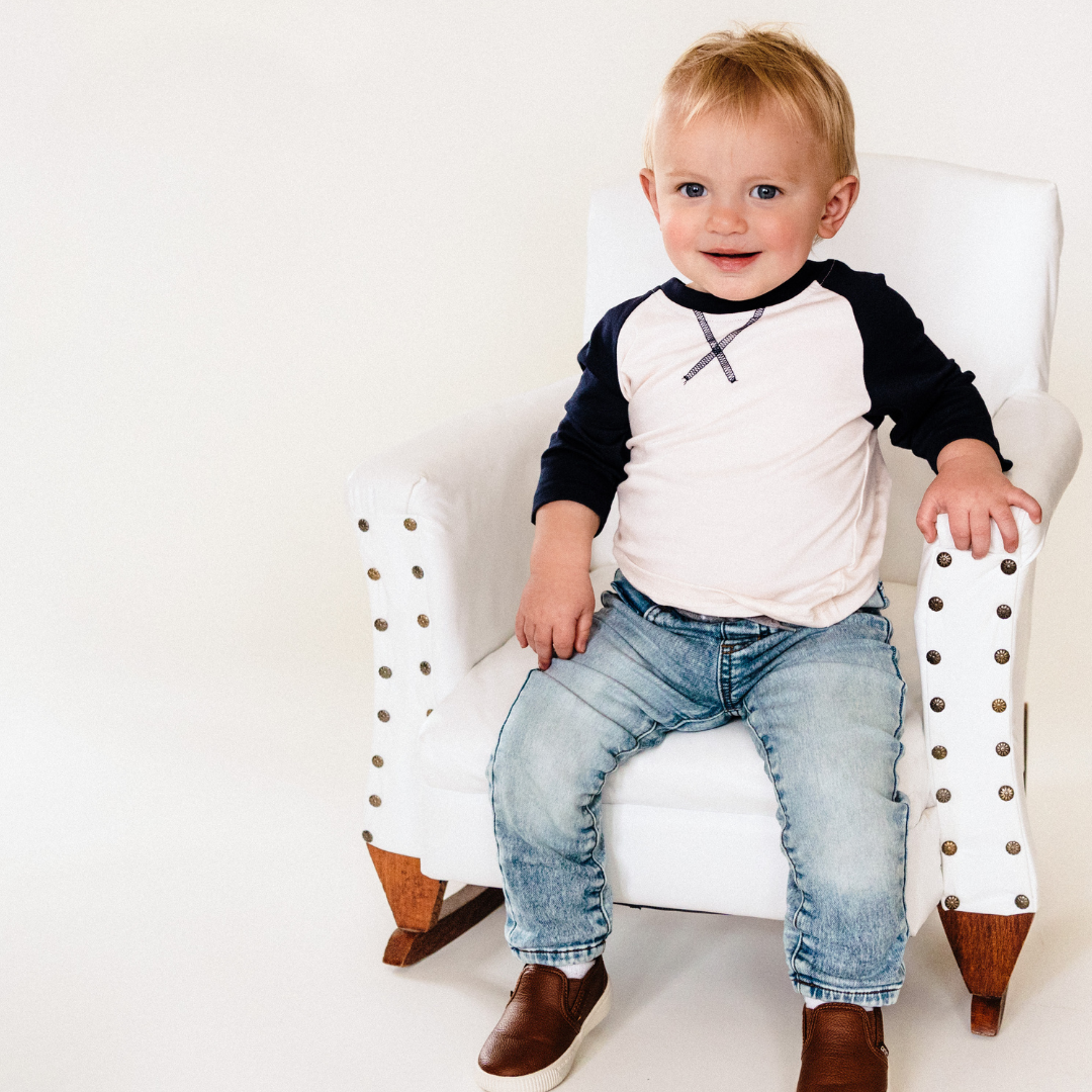 Raglan Baseball Tee Navy - Infant