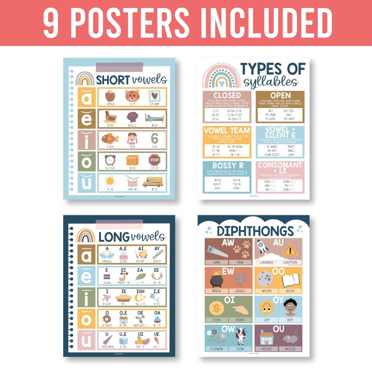 Phonics Foundations Kit: Boho 9 Poster Pack