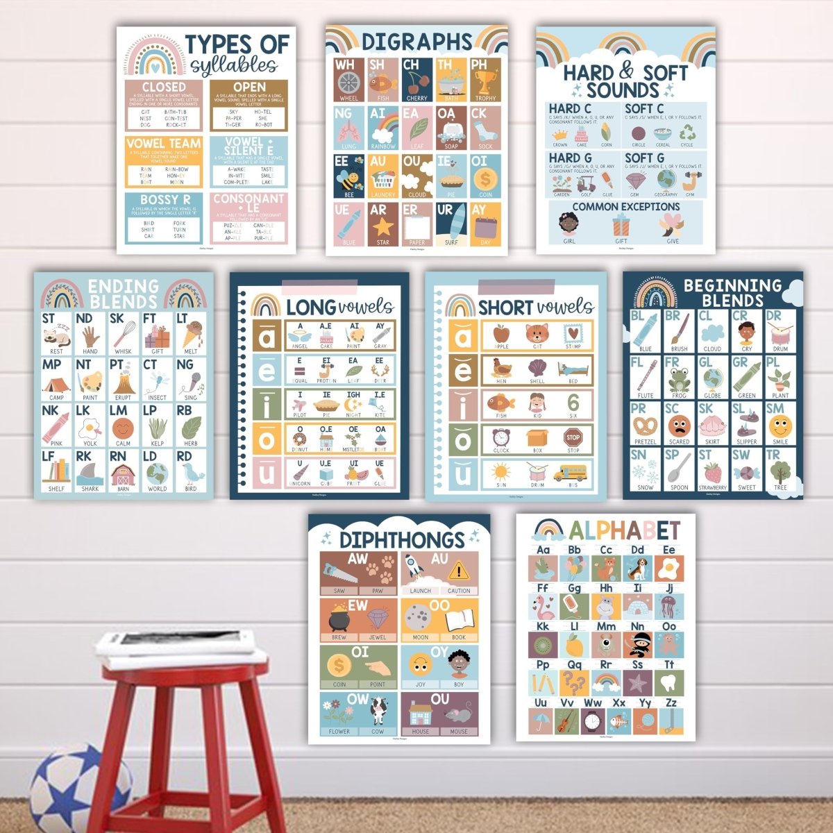 Phonics Foundations Kit: Boho 9 Poster Pack