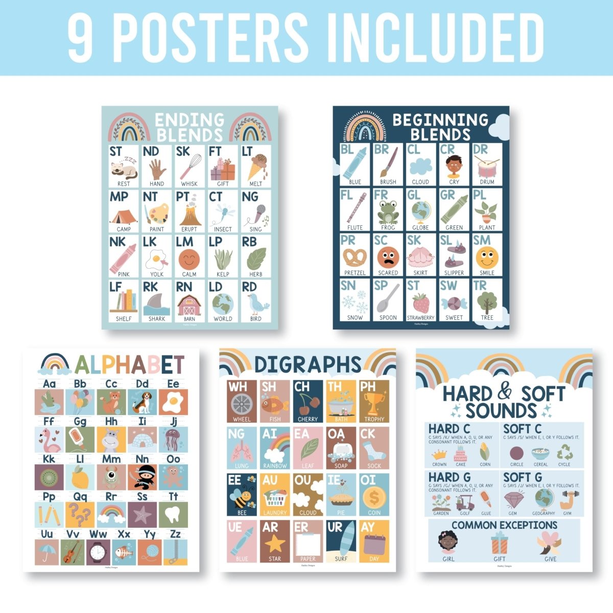 Phonics Foundations Kit: Boho 9 Poster Pack