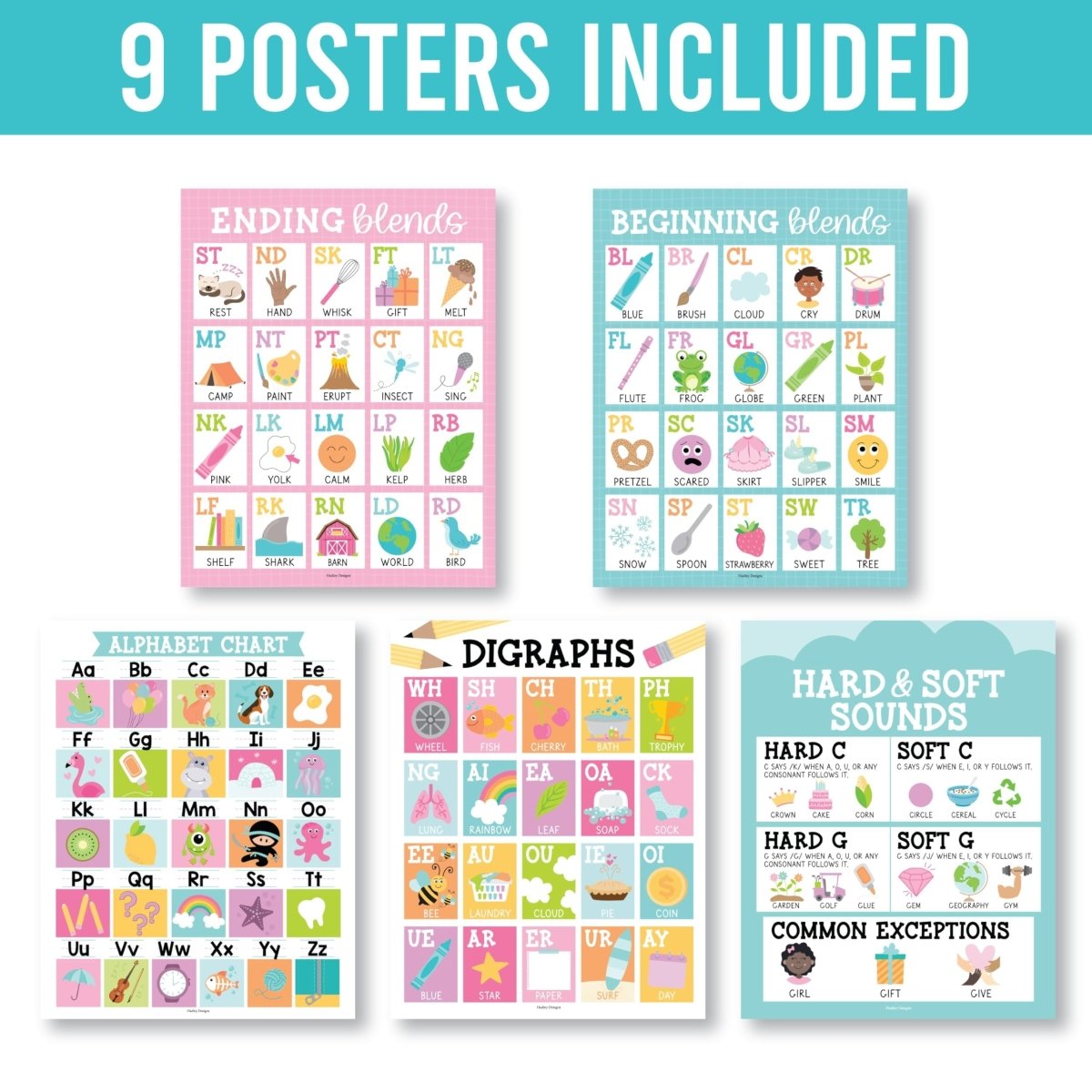 Phonics Foundations Kit: Colorful 9 Poster Pack