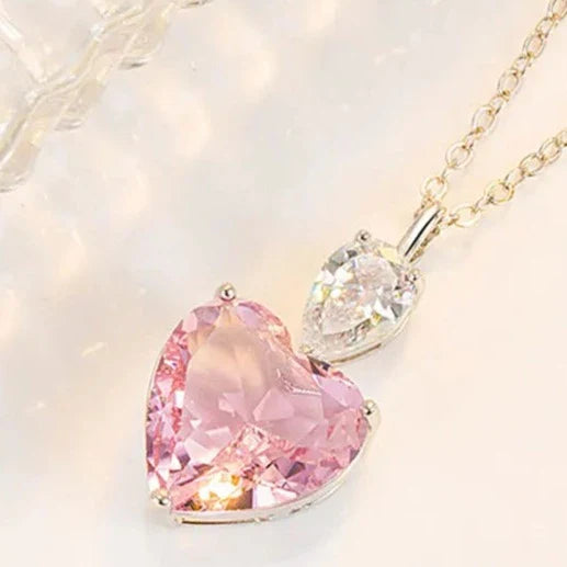 Pink Zircon Heart Pendant Necklace