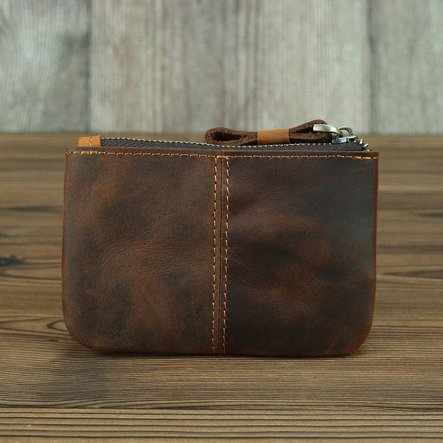 The Cael | Handmade Leather Coin Purse with Zipper