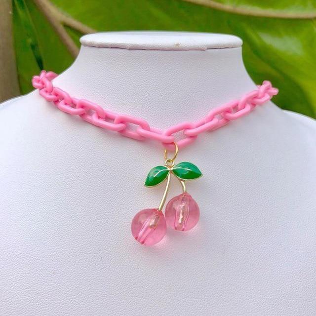 Pink Cherry Necklace