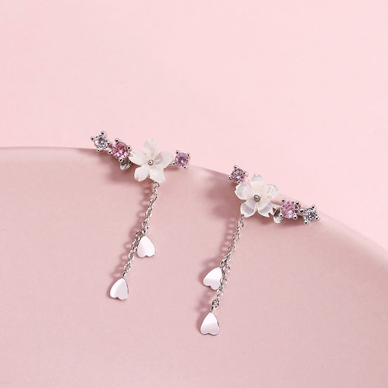 Cherry Blossom Drop Charm Earrings