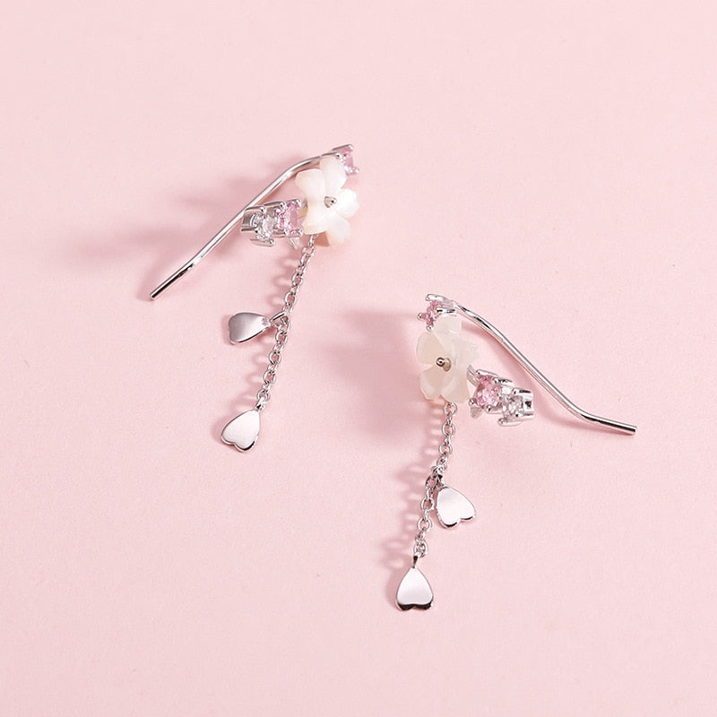 Cherry Blossom Drop Charm Earrings