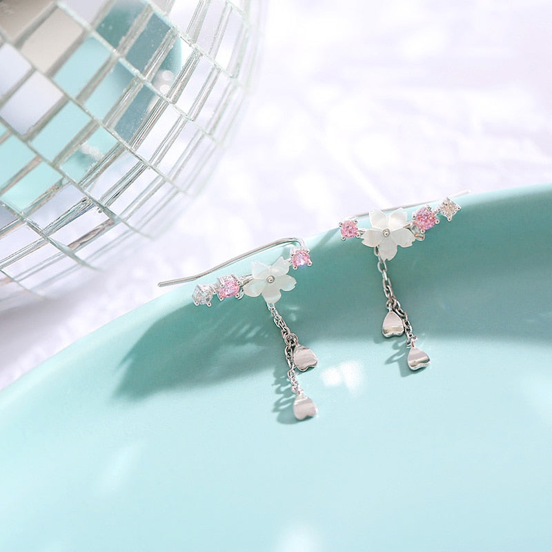 Cherry Blossom Drop Charm Earrings