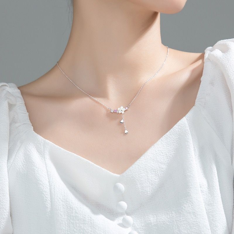 Sakura Drop Charm Pendant Necklace