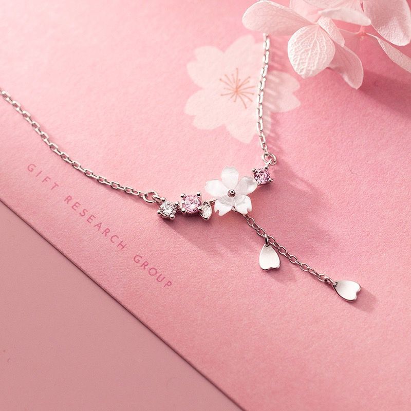 Sakura Drop Charm Pendant Necklace