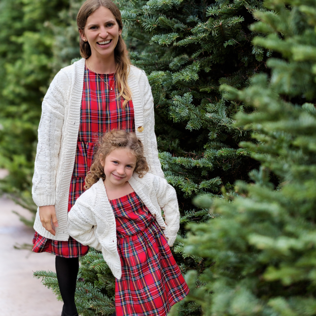 Christmas Red Tartan Plaid Mommy & Me Dress - Women