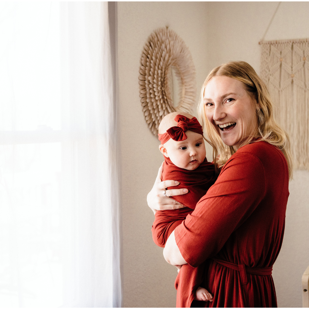 Brick Red Maternity Delivery Gown & Matching Swaddle